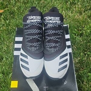 Adidas Black and Gray Athletic Shoes with Unique Lacing